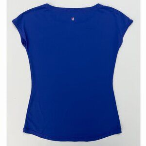Sweaty Betty Shirt Womens XS Blue Athlete  Workout Solid Cap Sleeve